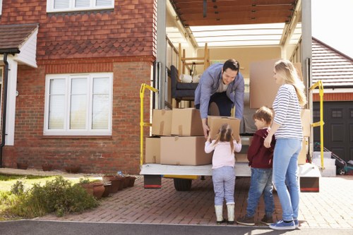 Local moving van loaded with boxes for a Neweltham delivery