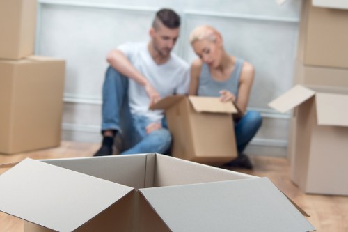 Packing household items into a mobile storage unit in Neweltham